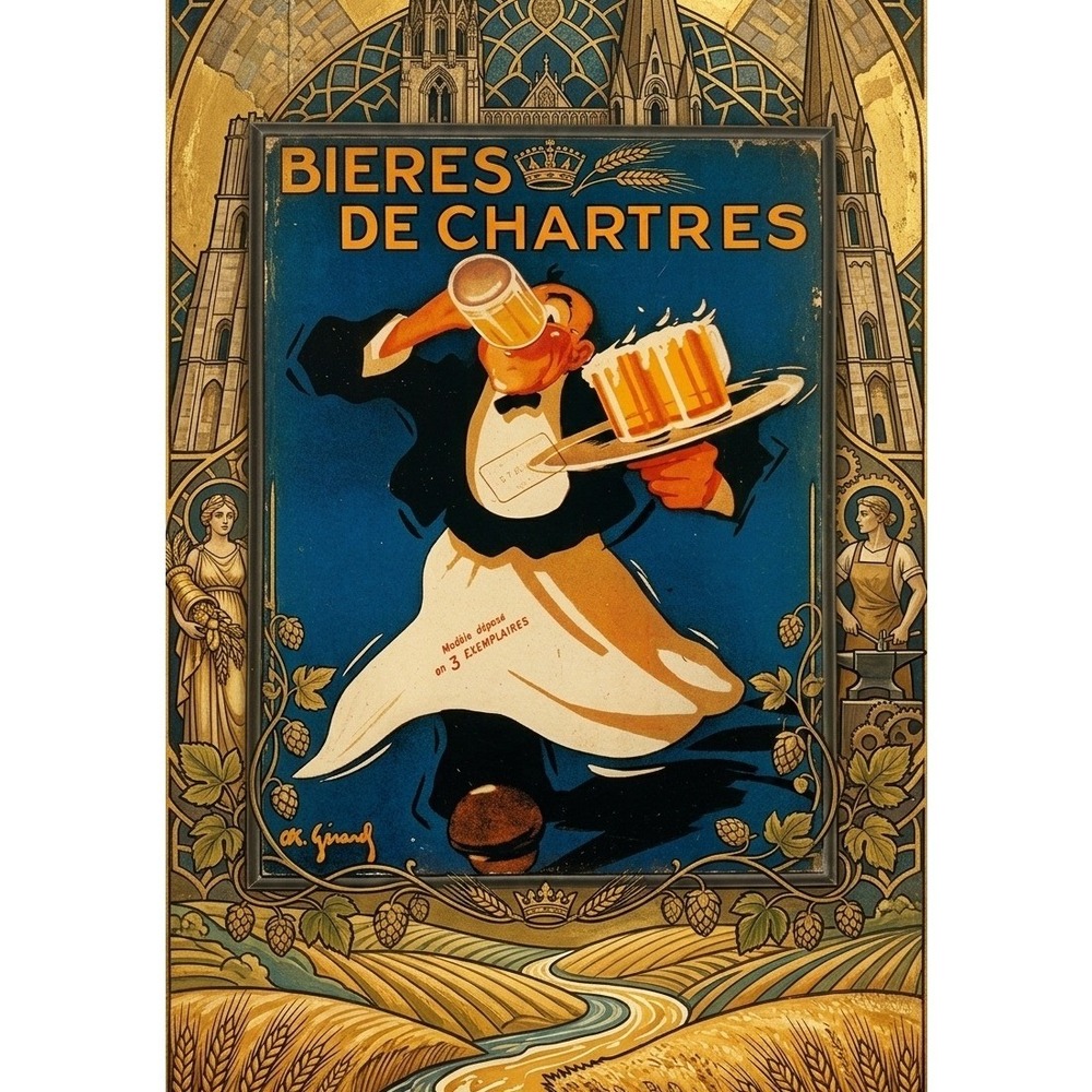 Bieres de Chartres O.K. Gerard‎ Vintage Decoupage Wood Sign French Beer Art